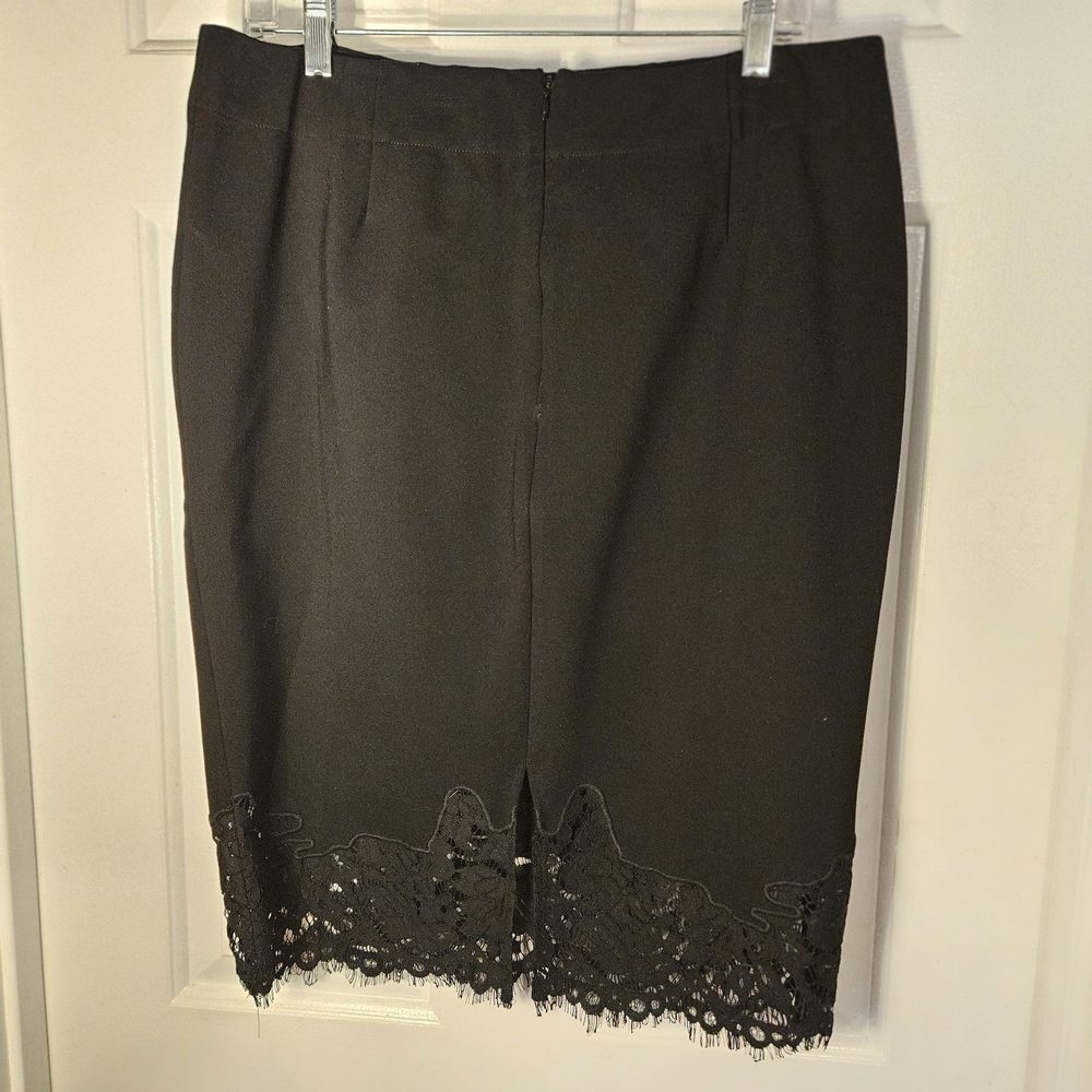 G.I.L.I. Black Pencil Skirt with Lace Detail - Picture 2 of 12